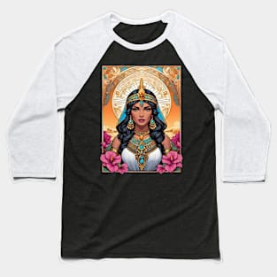 Cleopatra Queen of Egypt retro vintage floral design Baseball T-Shirt